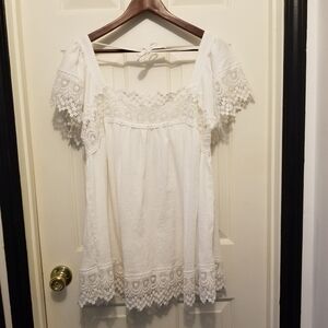 White Lace Trim Blouse